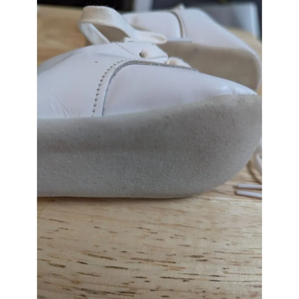 Baby Newborn white soft thin leather shoes‎ 1950's baptism wedding extra laces